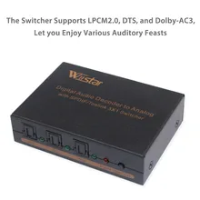 Wiistar Цифровой Aduio декодер разделитель SPDIF 3X1 SPDIF к RCA L/R аудио Toslink коммутатор 5,1 аудио декодер