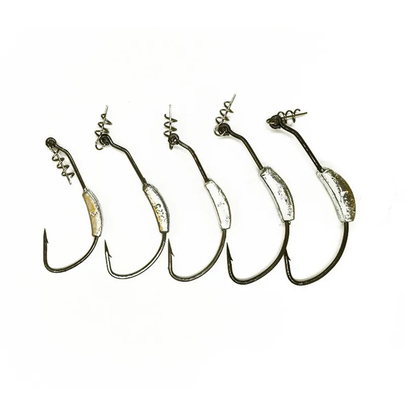 

New 1/5Pc Lead Weighted Carbon Steel Hooks With Twistlock Spring Fish Lure Soft Bait Hook Sea Fishing 2g 2.5g 3g 5.25g 7g#293772