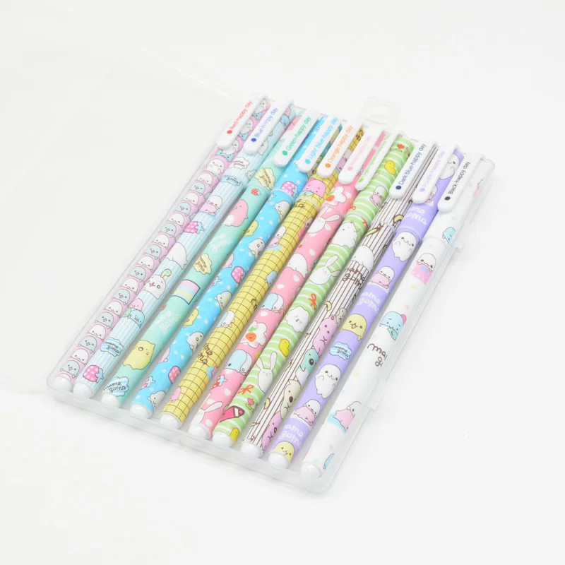 

10 Pcs / Set gel pen Cartoon caneta Creativity kalem Kawai lapices canetas school supplies boligrafo stationery material escolar