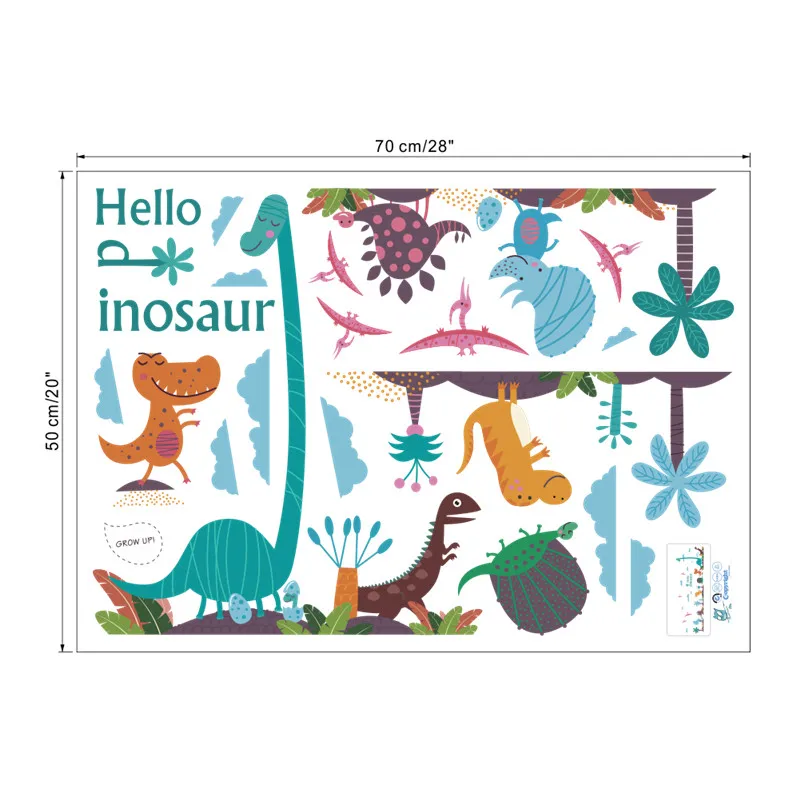 % 3D cartoon animal colorful Dinosaur Palm tree wall stickers for kids rooms nursery children decals murals diy home decoration % 3D cartoon animal colorful Dinosaur Palm tree wall stickers for kids rooms nursery children decals murals diy home decoration