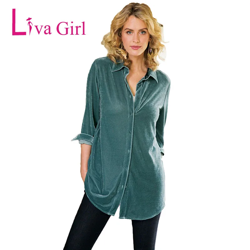 Dusty-Aqua-Female-Velvet-Boyfriend-Shirt-LC251735-9-1