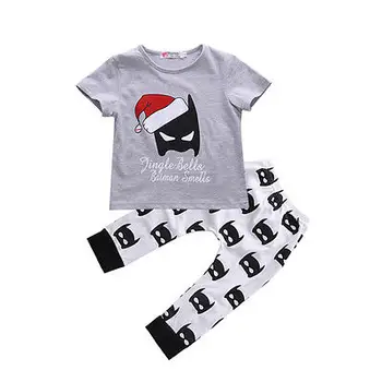 

Newborn Kids Baby Boy Girls Christmas Outfits Tops Batman Pants 2pcs Clothes Set