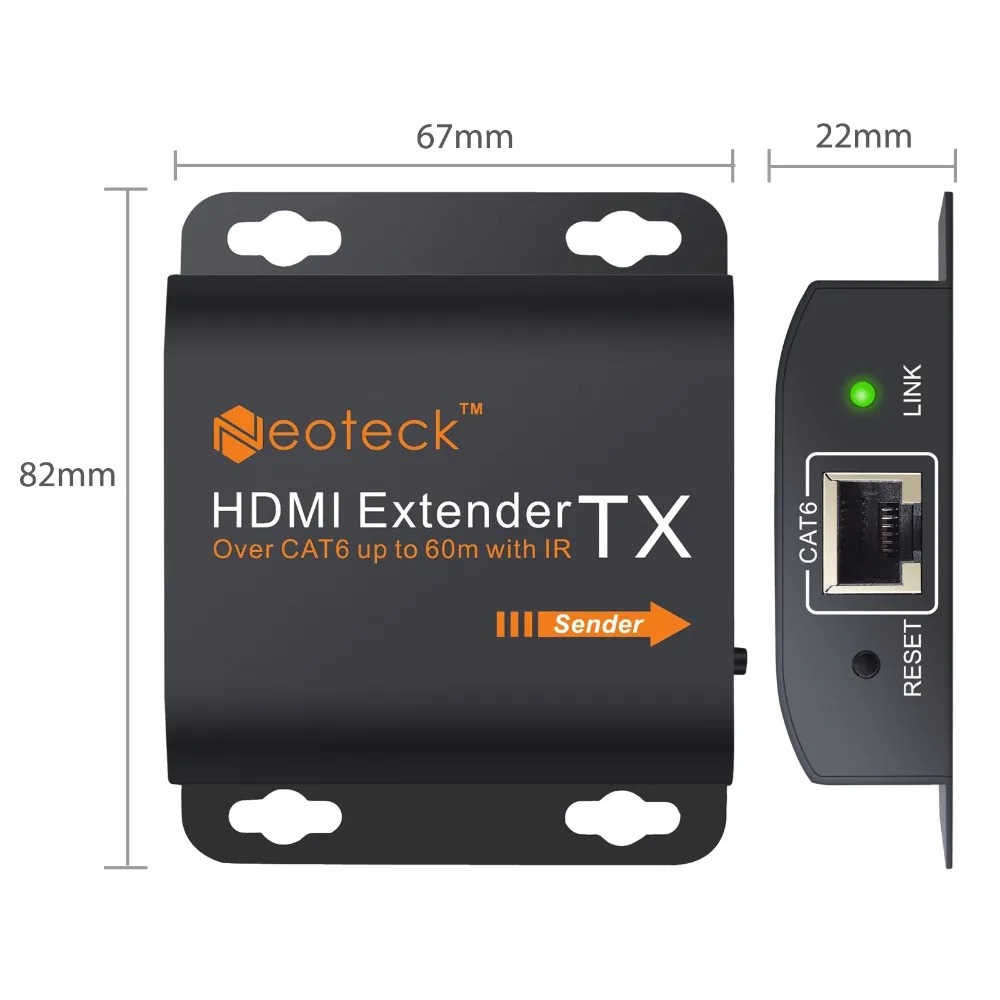 Neoteck HDMI удлинитель адаптер 1080P до 60 м HDMI передатчик приемник RX/TX через CAT6 кабель с ИК кабелем Великобритания ЕС питание
