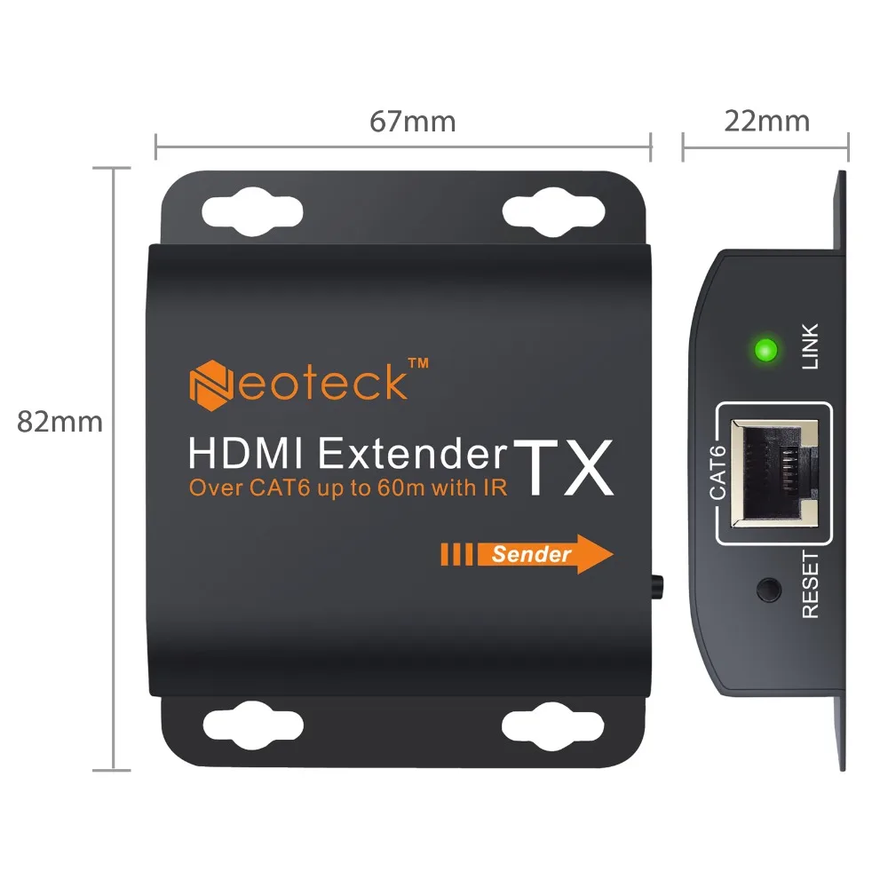  Neoteck HDMI Extender Adapter 1080P Up to 60M HDMI Transmitter Receiver RX/TX Over CAT6 Cable With 