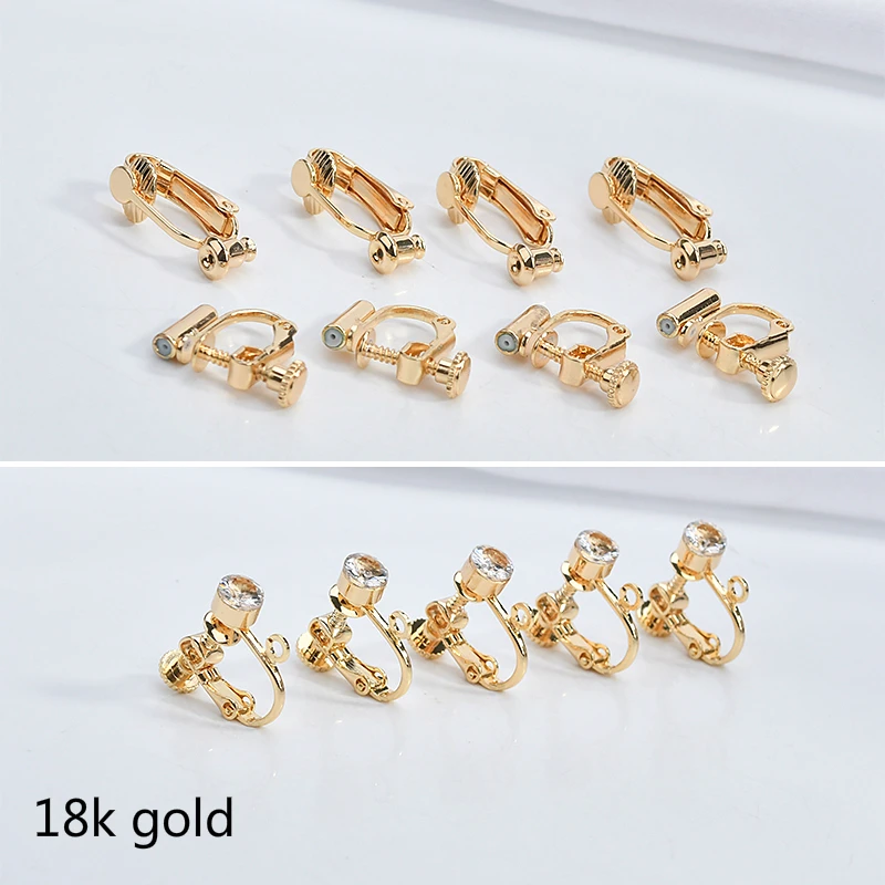 Цветные медные покрытия 18K настоящий золотой зажим для ушей циркониевые Мягкие