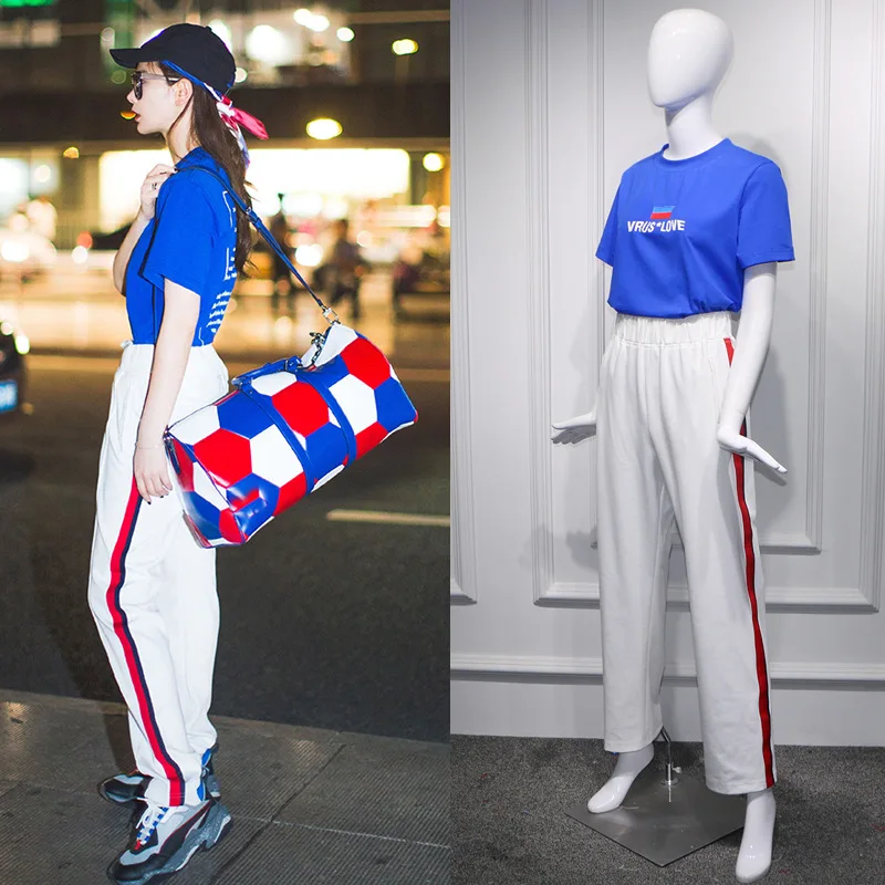 

Printed T-shirts with Letters In The Same Suit of Qiwei Spring Garment In 2019 O-Neck Letter Short Shirts Women