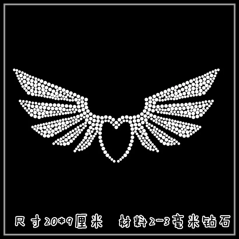 

2pc/lot angel wings patches iron on rhinestone transfer designs hot fix rhinestone motif for shirt