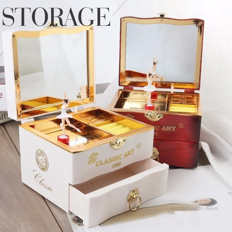 Pаспродажа Классический вращающийся танцор балерина пианино музыкальная шкатулка заводная пластиковая шкатулка для ювелирных изделий для девочек ру...