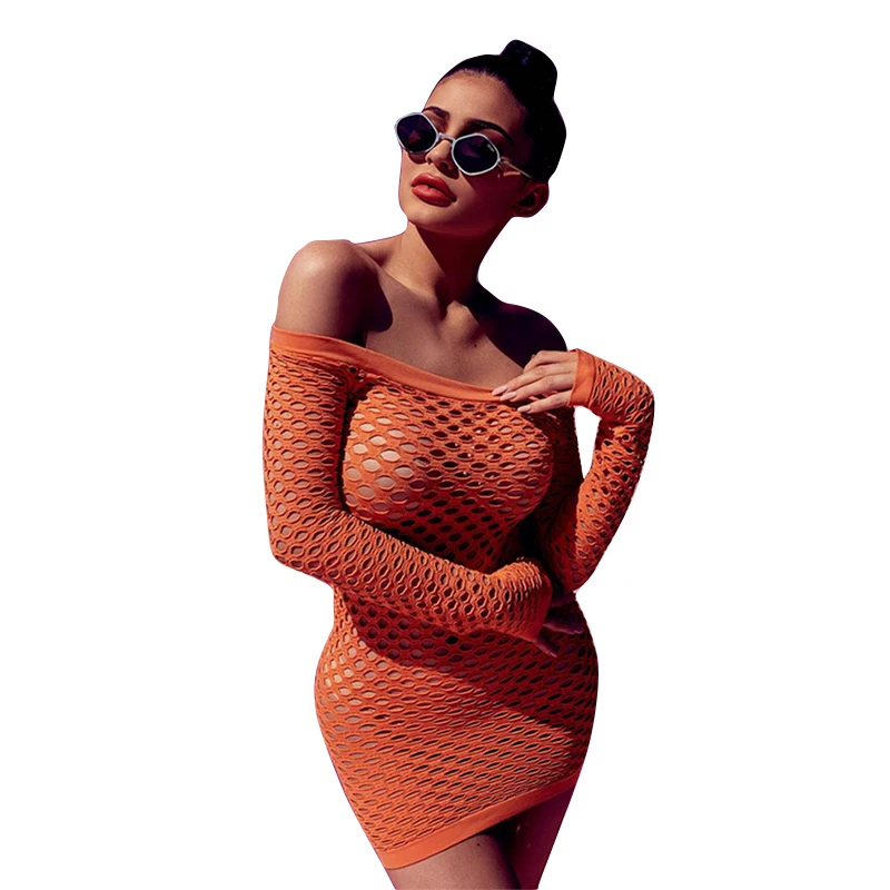 fishnet off the shoulder dress