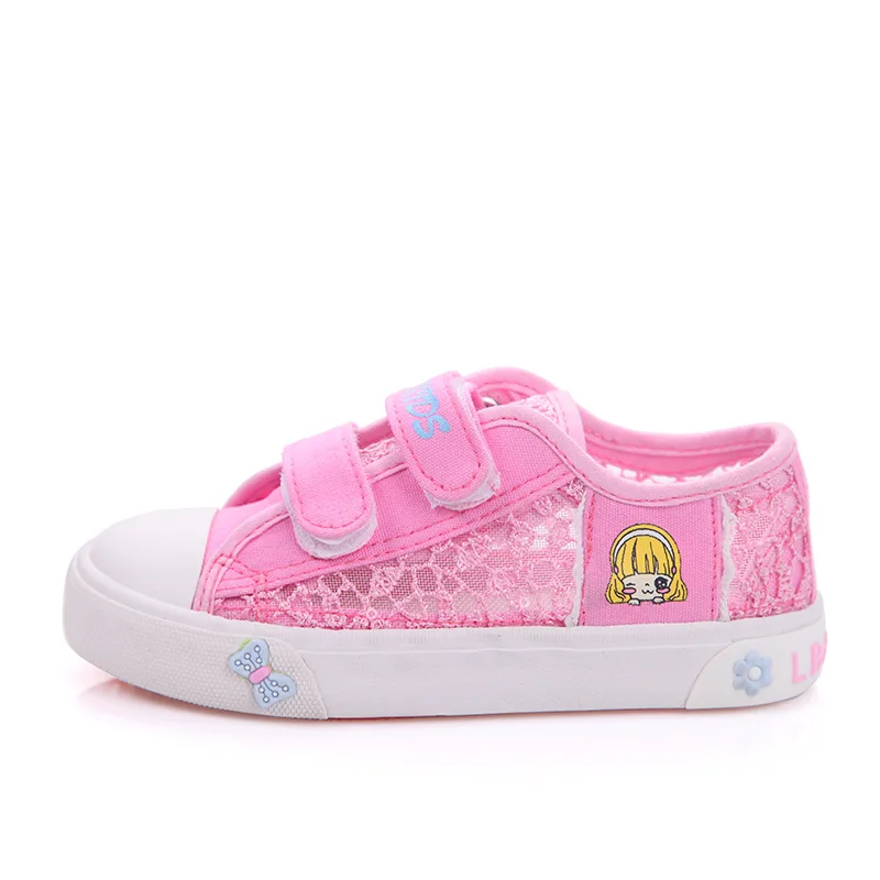 Новинка года; сезон весна-лето; детская кружевная Розовая обувь принцессы; Милая обувь для девочек с перфорацией
