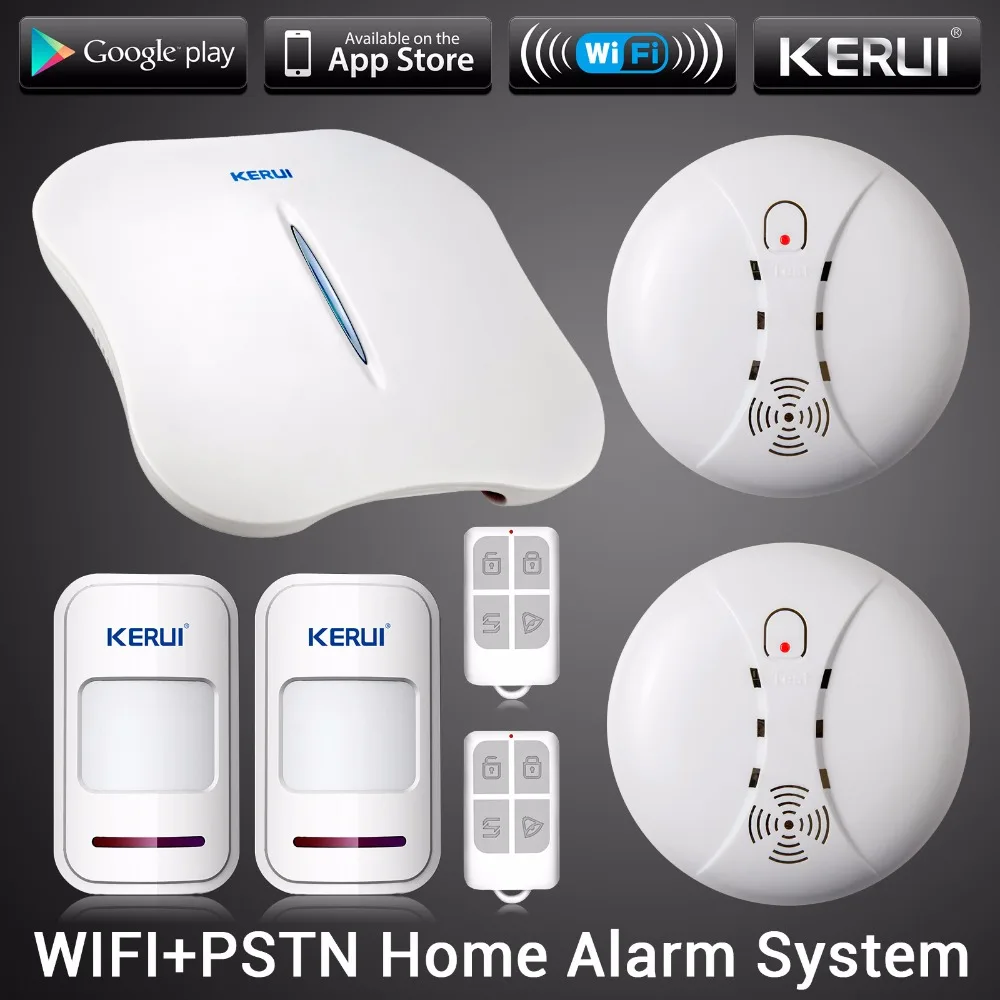 Kerui Burglar Security PSTN Intelligent Alarm Android IOS APP Remote Control Home Alarm System Wireless Smoke Detector