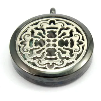 

10PCS Black Round Retro Hollow Essential Oils Aromatherapy Locket Perfume Difuser Locket Pendant