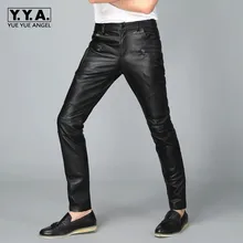Для мужчин новинка года Ветрозащитный Мотоцикл Байкер пояса из натуральной кожи узкие брюки рок повседневное Весна полной длины плиссе