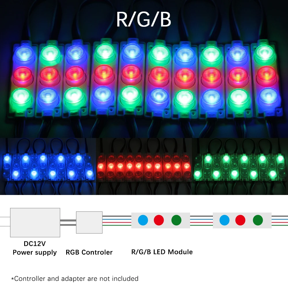 10 шт. светодиодный модуль 3 светодиодный s 3030 RGB/белый IP65 водонепроницаемый Инжекционный светодиодный светильник с линзами 12 В 12 в красный+ синий+ зеленый