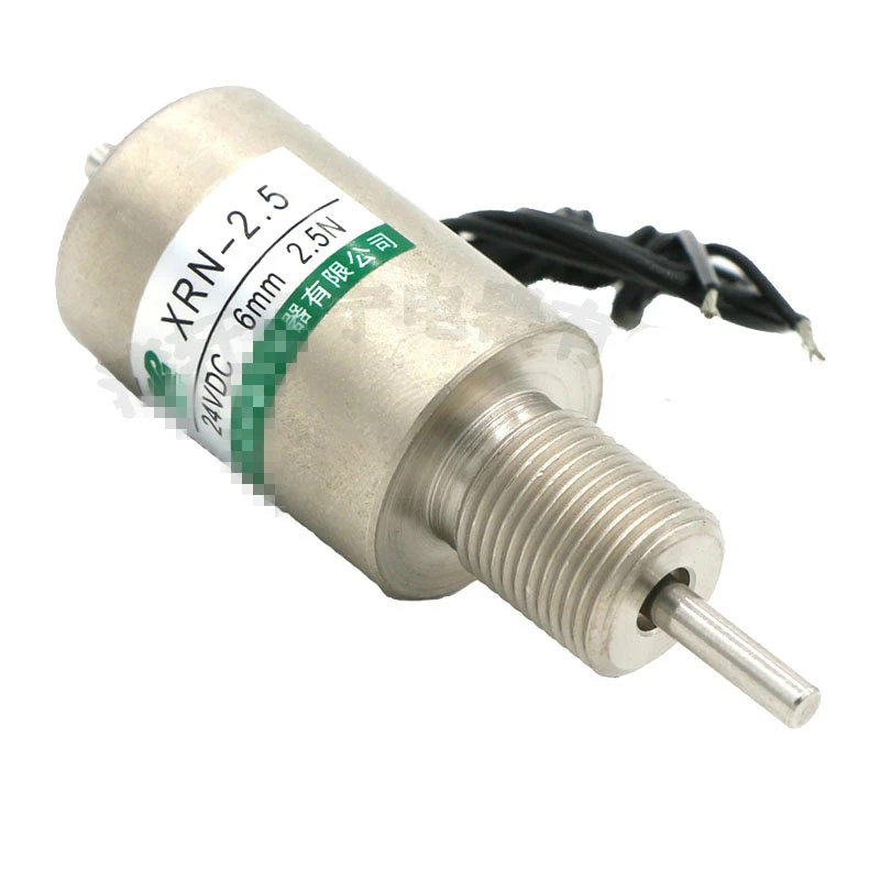 

DC tubular electromagnet solenoid coil tube push pin type DC 12V 24V XRN-2.5 Stroke 6mm 14W Suction 250g Retention force 350g