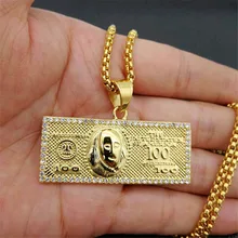Collier avec pendentif en argent pour homme, chaîne en acier inoxydable/or, strass, style Hip Hop, Bling, 100 $ US