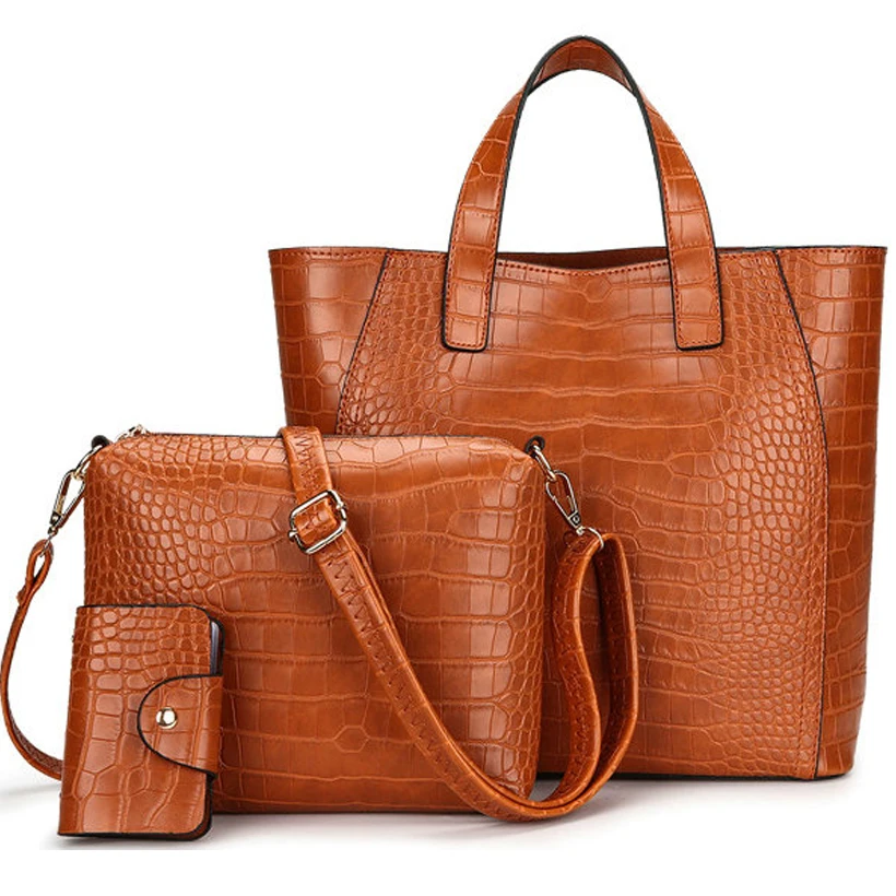 

women handbags female shoulder crossbody bags messenger bags for girls ladies bags for women 2018 3pcs/set brown hand bag sets