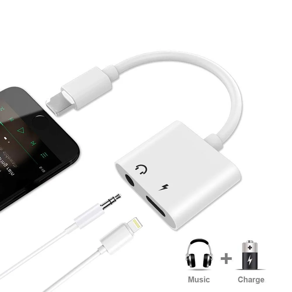 Koop Voor iphone 7 plus Adapter 3.5mm Aux Jack Hoofdtelefoon Koptelefoon Audio Splitter Kabel Opladen Muziek Voor iphone X XS max XR 8 Plus