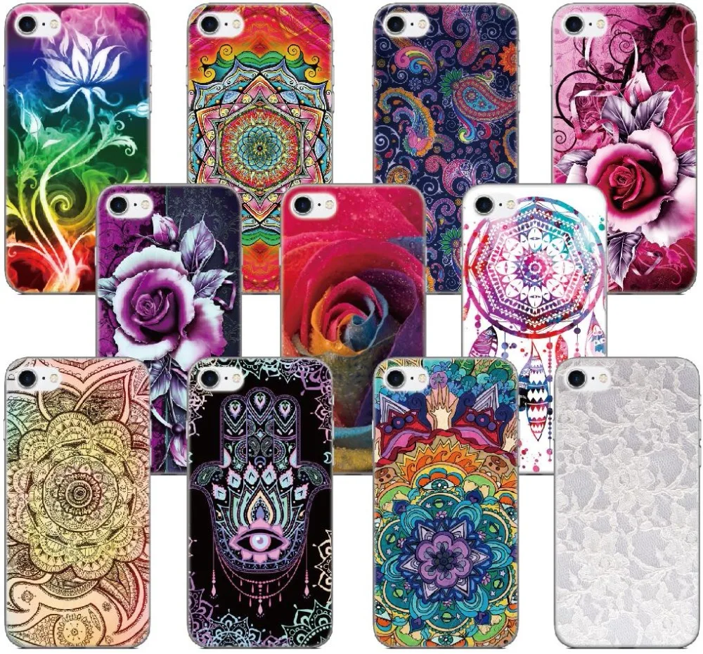 

Mandala Rose Flower Capa Cover For HTC one X E8 M8 M9 Plus M10 A9 Desire 510 For Huawei Honor 6 7 Ascend P6 P7 Phone Case Coque