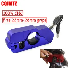 CQJMTZ CNC Aluminum Blue Motorcycle Grip Handlebar Lock For Street Bike ATV Scooters Universal