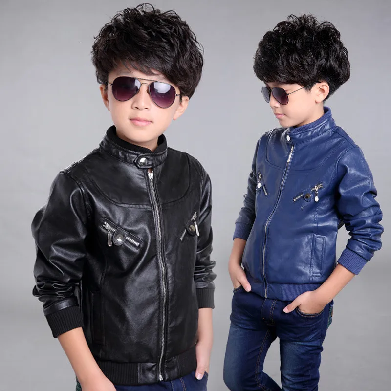 

kids leather jacket solid zipper gentleman style coat jacket for 3-12years children boys girls fashion jacket clothing