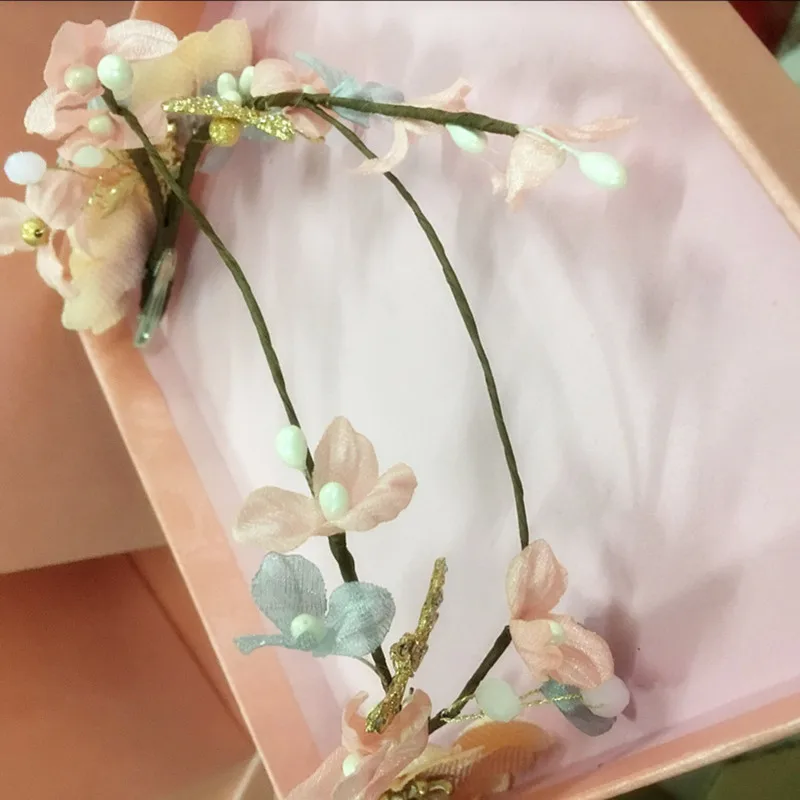 

Bridal wreath pink flower bridesmaid flower hand wreath Free Shipping
