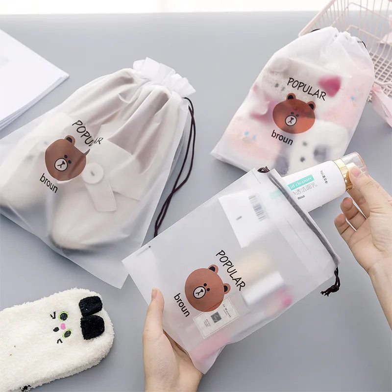 

Hot Brown Bear Transparent Cosmetic Bag Travel Makeup Case Women Zipper Make Up Bath Organizer Storage Pouch Toiletry Wash Bags