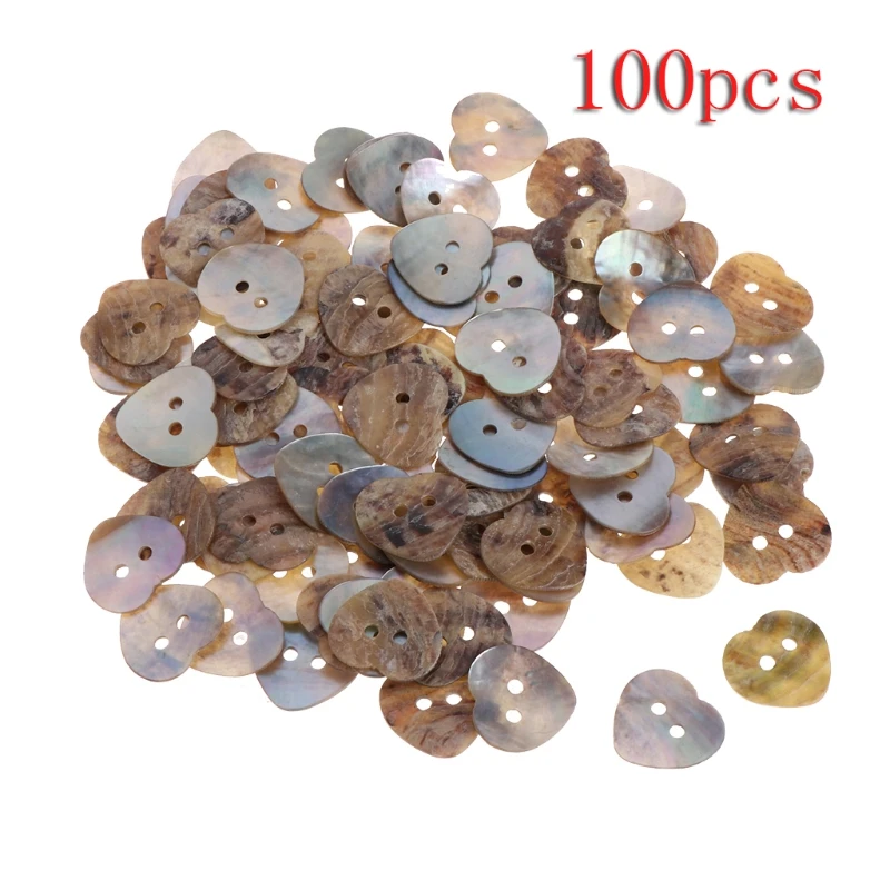 

JAVRICK 100Pcs 14mm Natural Shell Tiny Mini Heart Buttons 2 Holes For Sewing DIY Craft