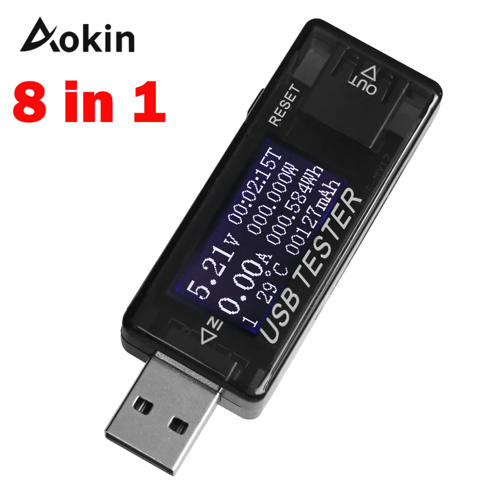 Вольтметр 8 в 1 QC 2,0 3,0 4-30 в электрическая мощность USB Емкость тестер напряжения измеритель тока монитор вольтметр Амперметр Скидка 40