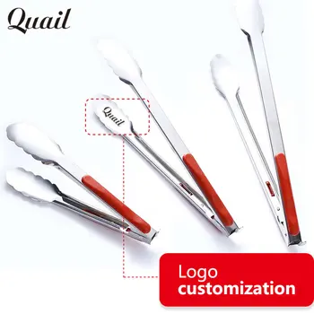

Quail Non-stick Stainless Steel Kitchen Tongs Free Customized Text for Barbeque BBQ Clip Bread Serving Tongs Kitchen Utensil