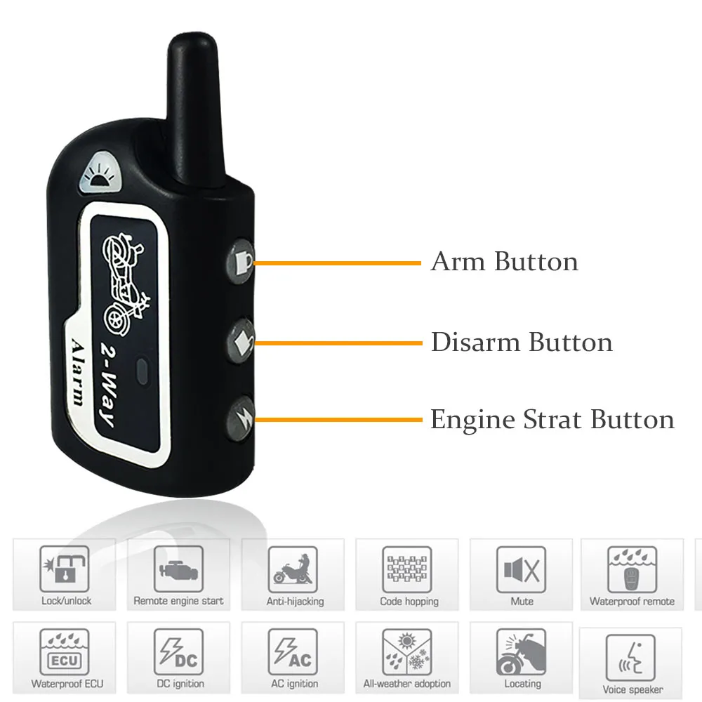 Avviamento del motore di controllo remoto del sistema di allarme universale per moto 12V da 125dB