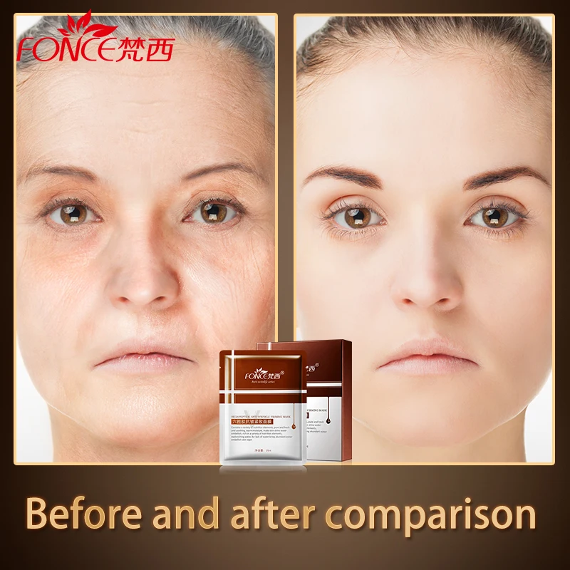 Fonce Repair type Anti Wrinkle Silk Facial Mask Moisturizing Lifting Firming Face Six peptides Anti Aging 4