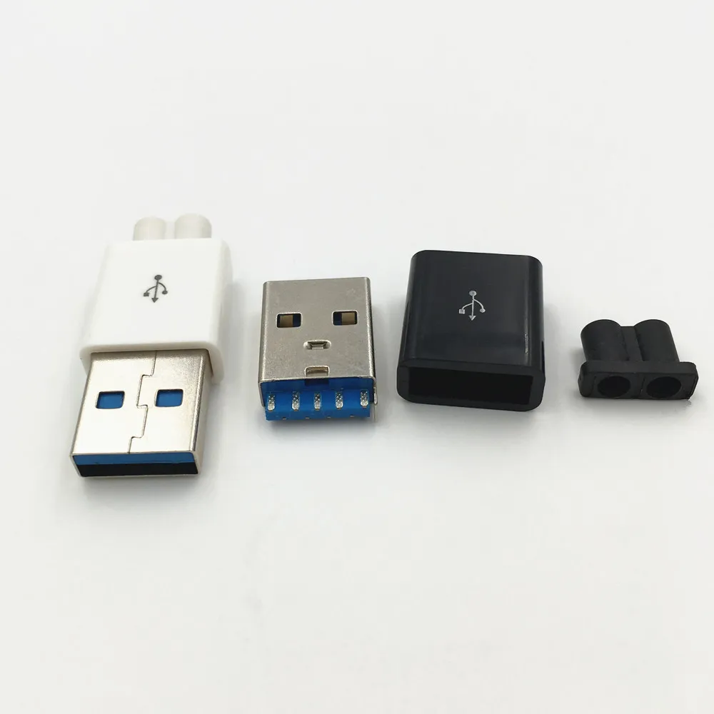 2 комплекта DIY USB 3,0 A штекер 4Pin тип сварки разъем 3 в 1 разъем пайки адаптер Белый Черный два отверстия