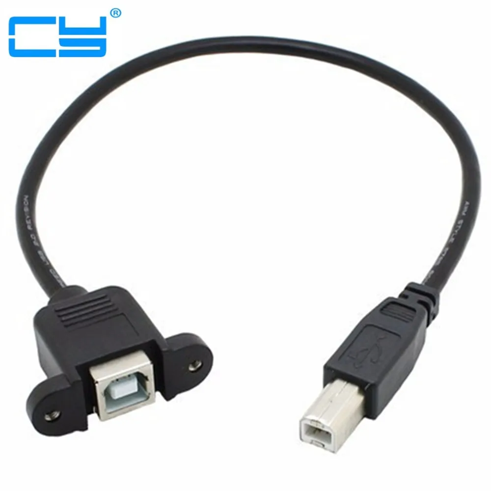 

30cm USB 2.0 Type B Male to Type B Female Printer Extension Cable With Panel Mount Screw Hole