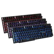 FASTDISK Russian / English 3 Color Backlight Gaming Keyboard Teclado Gamer Floating LED Backlit USB Similar Mechanical Feel
