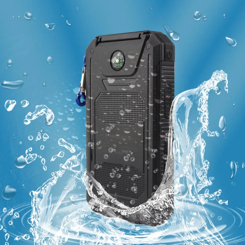 

Dropship Waterproof Solar Power Bank 10000mah Dual USB Li-Polymer Solar Battery Charger Travel Powerbank External Battery Pack