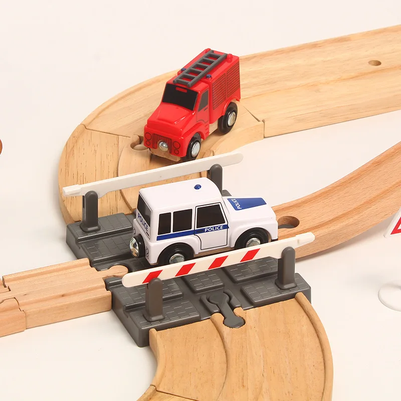 Wooden Track Train Toy Diecast Car Small Double Building Road Set Compatible With Other Brands Of Wood Tracks|Автотреки| |