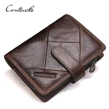 CONTACT'S Модный кожаный бумажник с отделениями для денег Мужские короткие кошельки с карманом для монет на молнии маленький кошелек