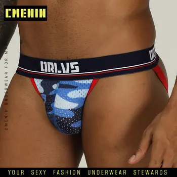 

ORLVS Sexy Underwear Briefs Men Mesh Underpants Thong Breathable U Pouch Male Panties Camouflage briefs Gay Thongs Bikini OR186