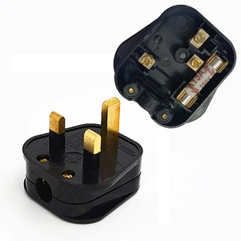 

10pcs UK British Plug Connect Rewirable AC Power Cord Cable industry wiring adaptor detachable plug 13A pure copper with FUSE