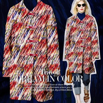 

140cm wide 40mm thick red stripe print 35% silk & 65% wool satin fabric for autumn and winter suit dress jacket cheongsam D475