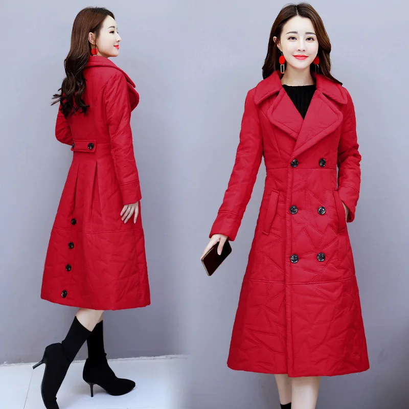 Mode Femmes Costume Chaud Veste Long Tempérament gray Dans pink Paragraphe 2018 Mince Black Épais Manteau Genou Col D'hiver Coton Nouveau Le blue gray Tq416 red De 5nxnUqTwv7