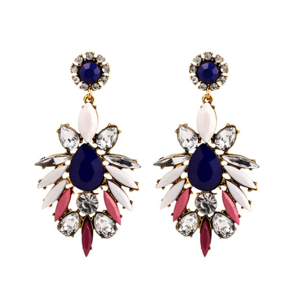 

Bohemia National Wind Rhinestone Dangle Drop Studs Hoop Earrings11.9