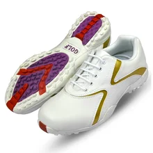 Женские нескользящие туфли для гольфа с шипами; дышащие кожаные спортивные кроссовки; дизайнерские износостойкие уличные кроссовки;# B2254