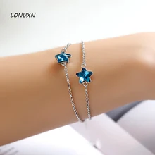 15+ 4 см леди oriharcon Jewelry импортируется из Австрии звезды синий кристалл 925 Серебряный браслет женский мода звезды Браслеты