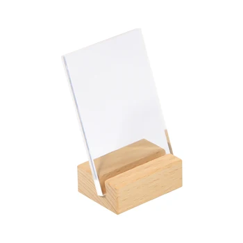 

90*60mm Slope Sign Holder Frame Wooden Table Photo Stand Name Card Tag Oblique Plane Desk Display Rack