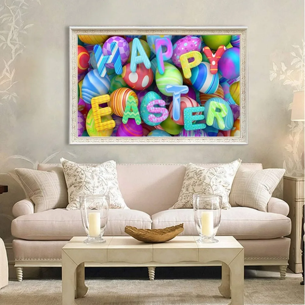 

ull Square Diamond Painting Easter Egg 5D Diy Diamond Embroidery Cartoon Home Decoration Picture Mosaic Rhinestone