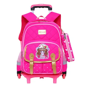 

Removable Children School Bags with 3 Wheels Child Trolley Backpack Kids Wheeled Bags for Boys Girls Waterproof Bookbag