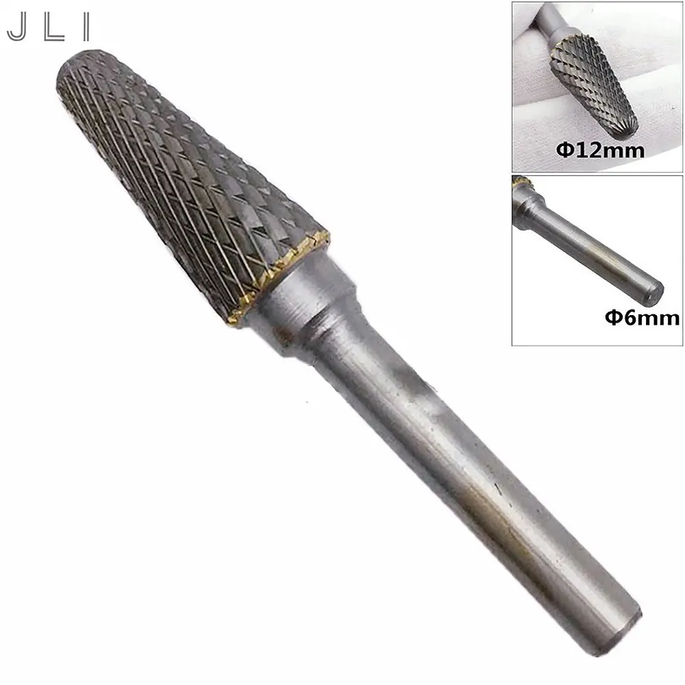 

JLI abrasive grinder grinding too lTungsten steel carbide rotary burr file taper with round 12mm head 6mm shank