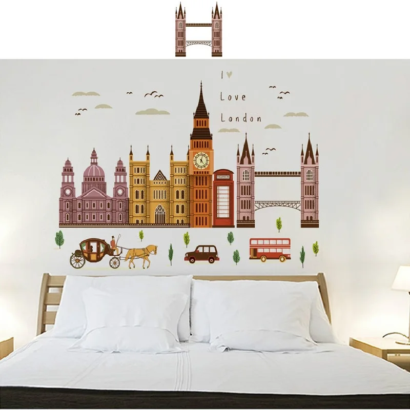 Famouslondon настенные Стикеры для зданий украшения дома кабинета Декорации фона ПВХ